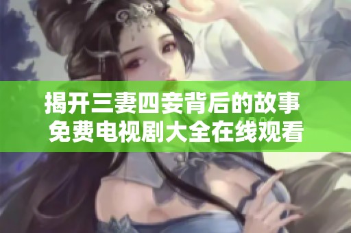 揭開三妻四妾背后的故事 免費電視劇大全在線觀看